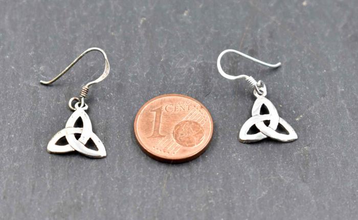 Keltische Trinity-Knoten Ohrringe aus 925er-Silber mit 1 Cent Münze